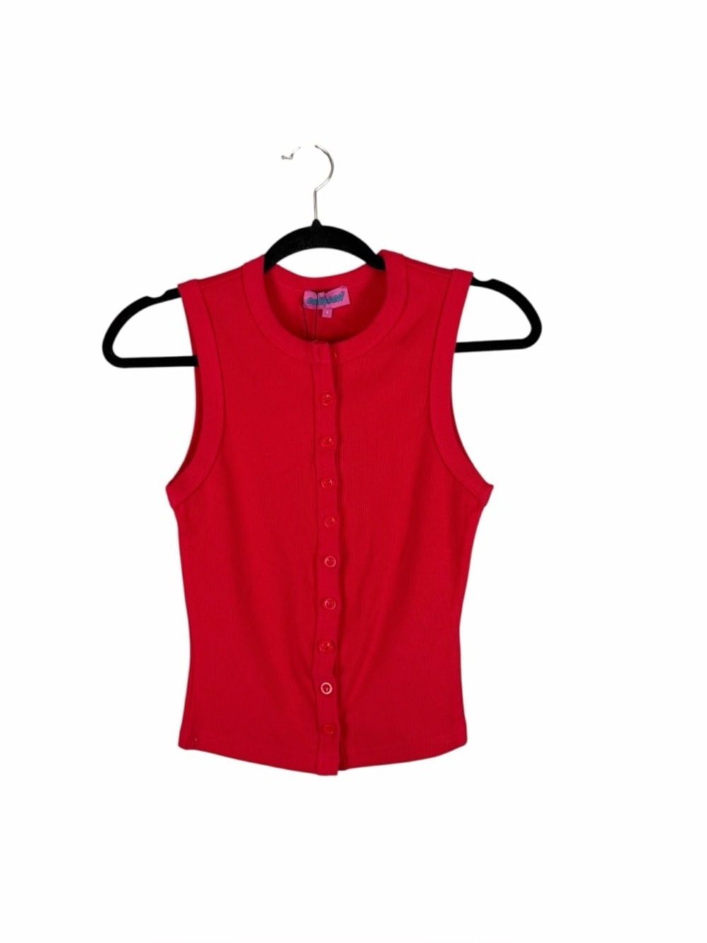 Edikted Basel Button Up Ribbed Tank Top Red Size S NWT